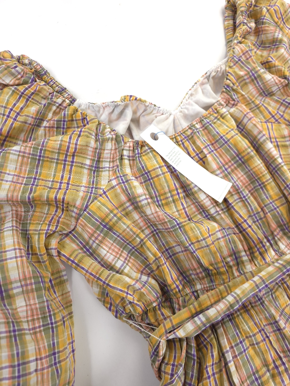 New Tanya Taylor Gorgeous Yellow Plaid Belted Waist Dress Sz 22 - Picture 13 of 15